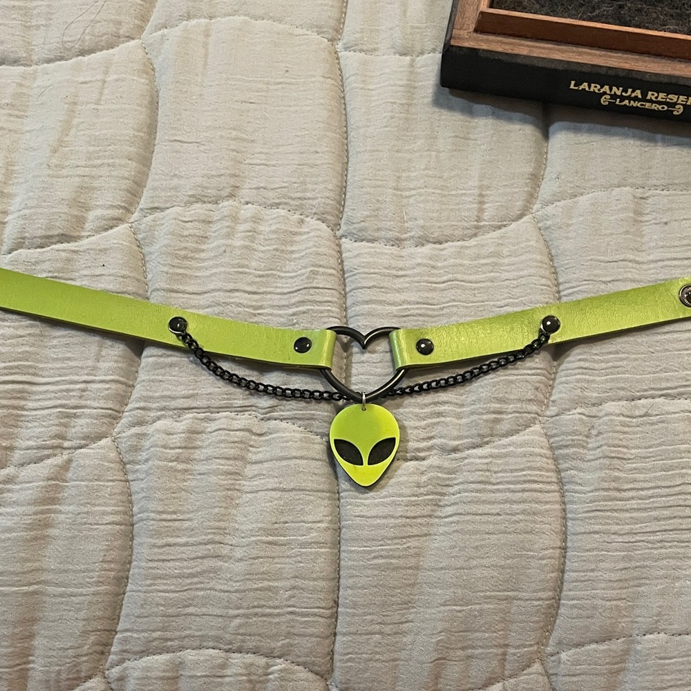 Dolls Kill Neon Green Alien Necklace